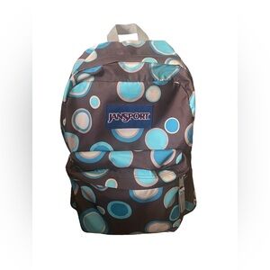 Jansport Brown Blue Polkadot Backpack School Bookbag New